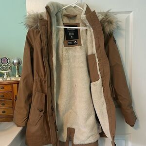 light brown fur coat from hollister